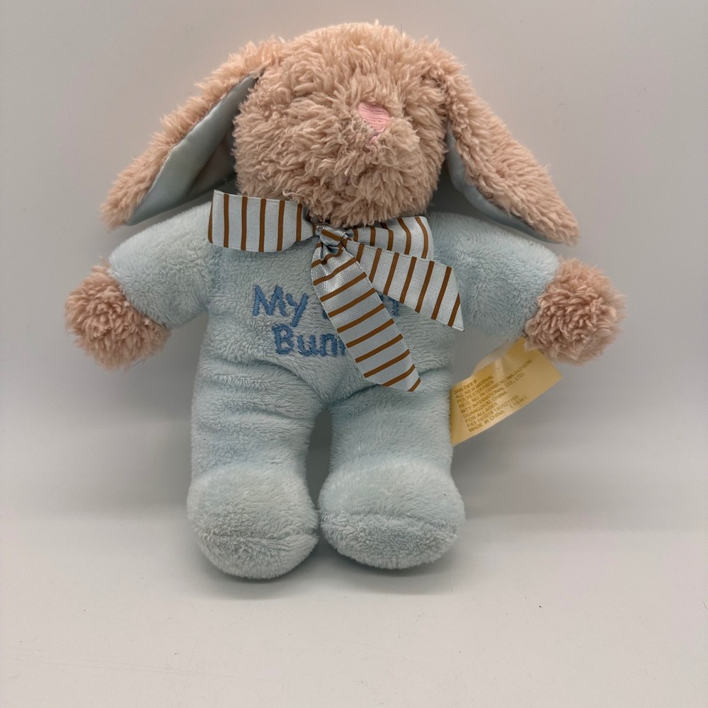 Dan Dee My First Bunny Plush Blue Pajamas Striped Bow Pink Nose Easter Baby Toy - Picture 4 of 11